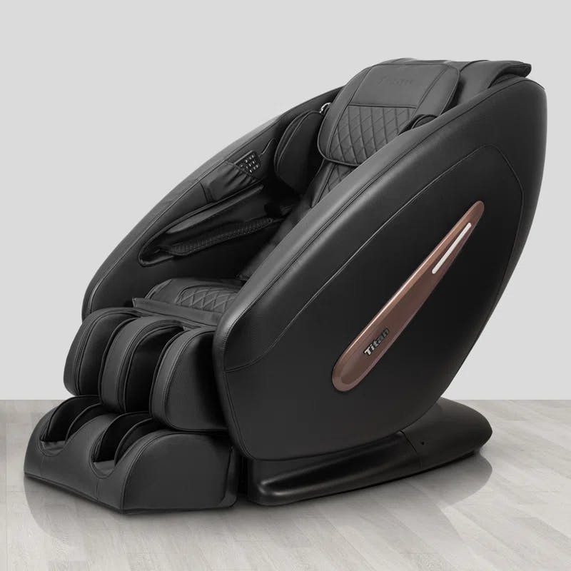 Black Polyurethane Leather Zero-Gravity Recliner with Massage and Swivel