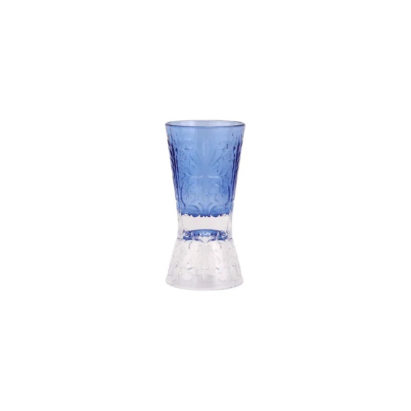 Barocco Cobalt 2 oz Stemless Floral Liquor Glass