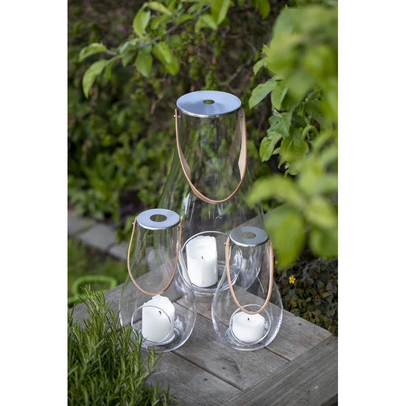Scandinavian Winter Glow Glass & Steel Tabletop Lantern
