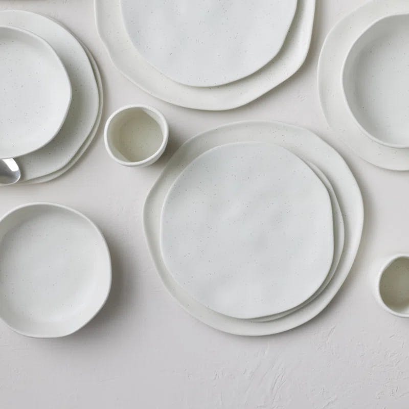 Rustic White Speckled Ceramic 32-Piece Dinnerware Set