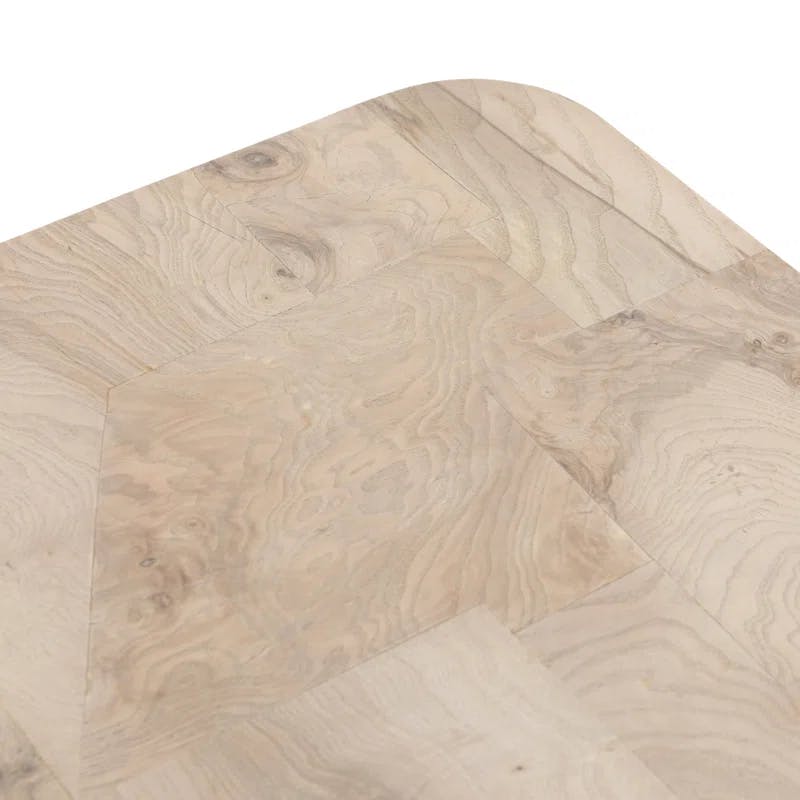 Contemporary Cream Bleached Burl Square End Table, 20"