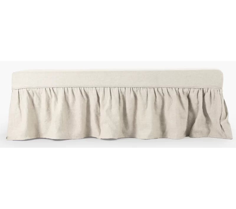 Elena Classic Linen-Cotton Skirted Accent Bench in Natural