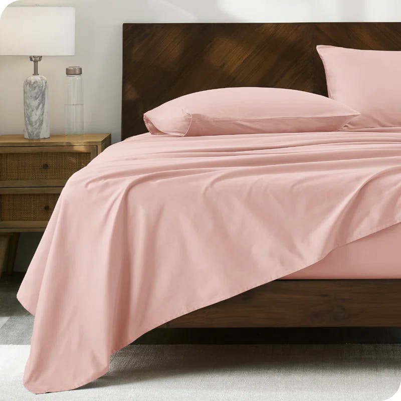 Luxurious Organic Cotton Percale Queen Sheet Set in Dusty Pink