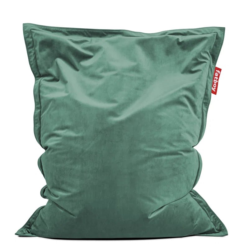 Sage Green Slim Velvet Lounge Bean Bag with Removable Cover