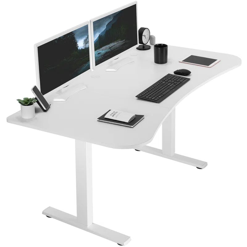 Luxe Electric White 60" Adjustable Standing Desk with Memory Presets
