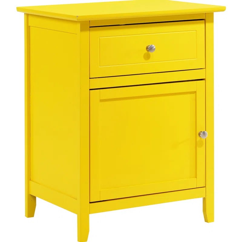 CoSoTower Modern Yellow Wood Veneer Nightstand with Storage