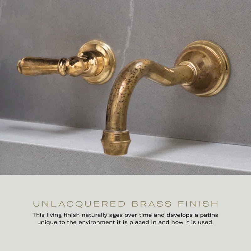 Elegant Unlacquered Brass Wall-Mounted Tub Filler with Ceramic Handles