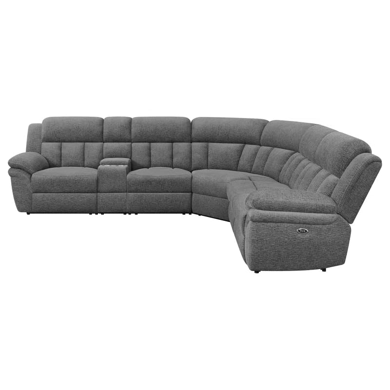Bahrain Charcoal 6-Piece Reclining Sectional with Cup Holders