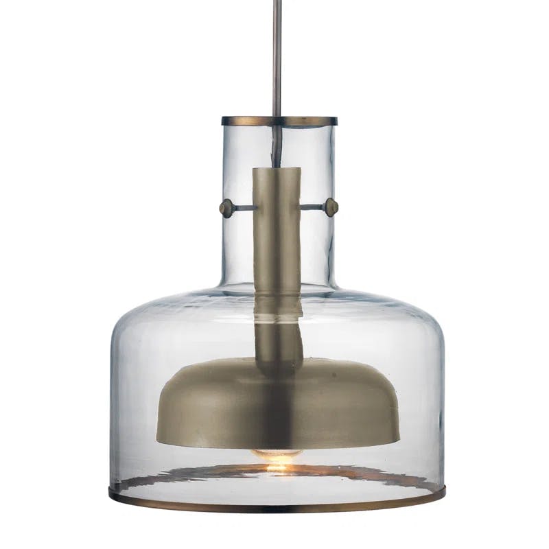 Mini Loft-Style Contemporary 1-Light Pendant in Gun Metal with Clear Glass
