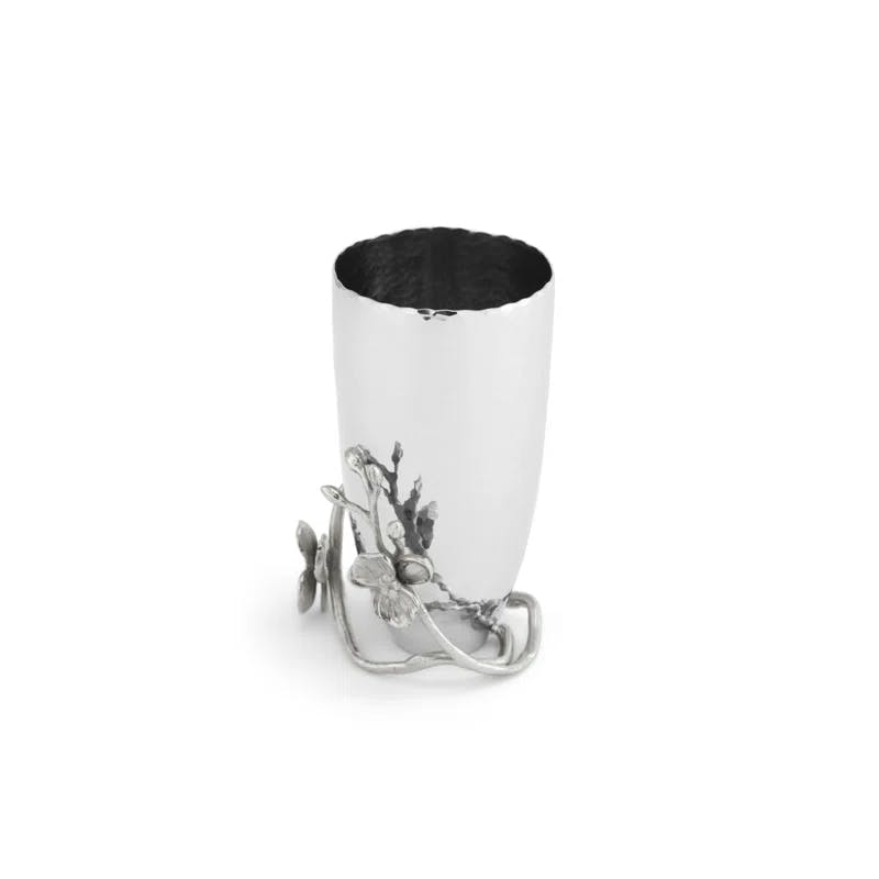 Ethereal Grace White Metal Cylinder Table Vase