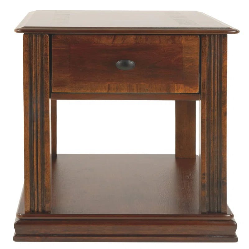 Contemporary Breegin Brown Rectangular Chairside End Table with Storage