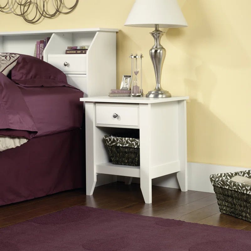 Soft White Shoal Creek Nightstand with Smooth Metal Runners