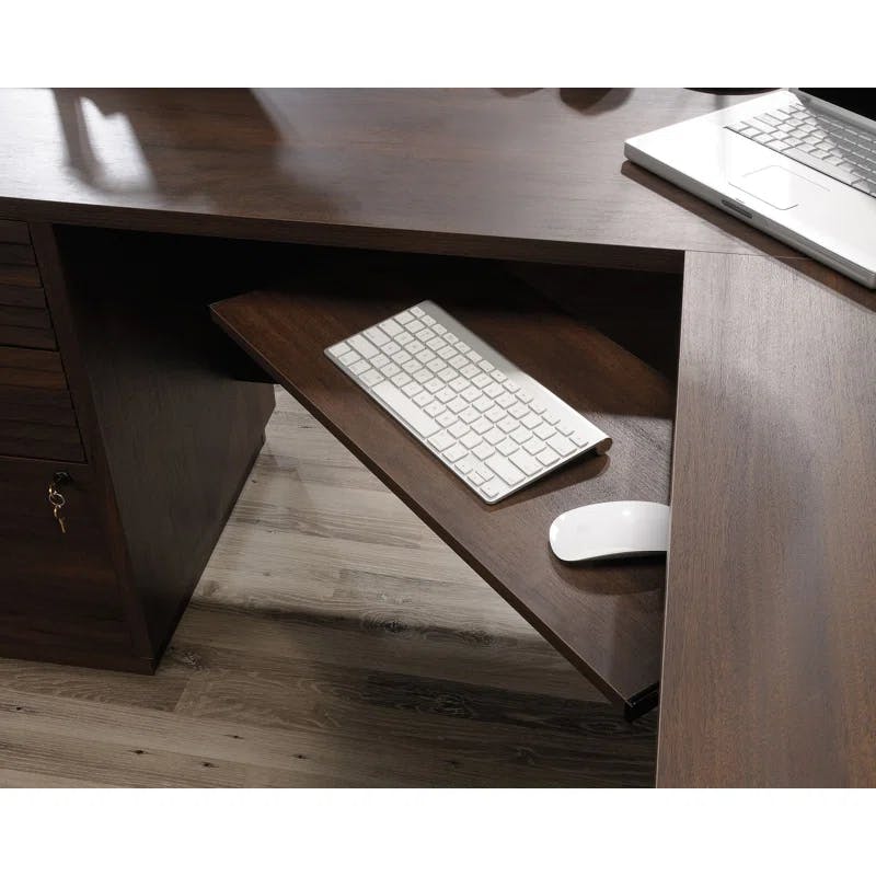 Spiced Mahogany 65'' L-Shaped Executive Desk with File Storage