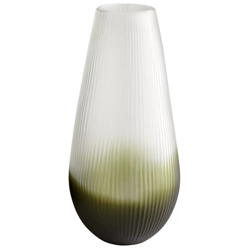 Contemporary Green Ombre Glass Table Vase 15" H