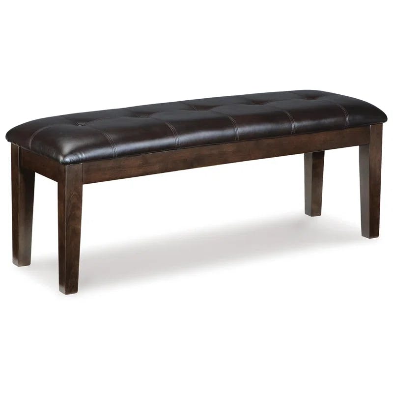 Haddigan Transitional 50" Dark Brown Tufted Faux Leather Bench
