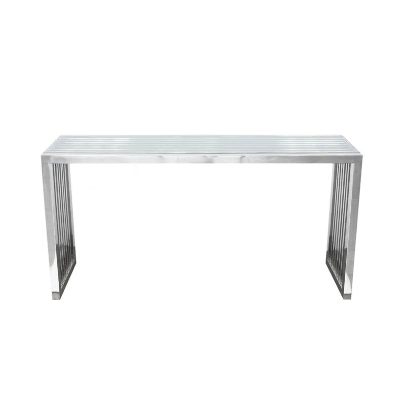 Soho 51'' Polished Stainless Steel Console Table with Tempered Glass Top