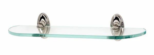 Elegant Oval Beveled Glass Wall Shelf in Polished Nickel