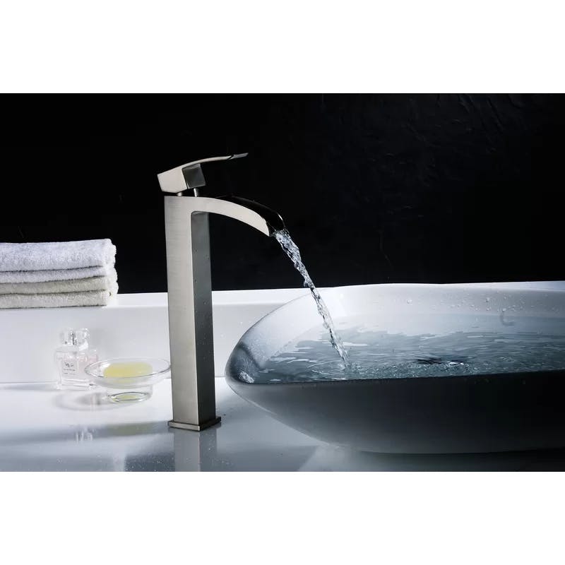 Minimalist Brushed Nickel Single-Handle Vessel Bathroom Faucet