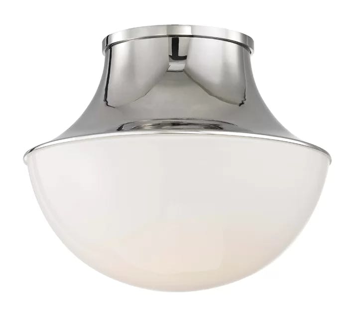 Lettie Large Polished Nickel LED Globe Flush Mount with White Glass Shade