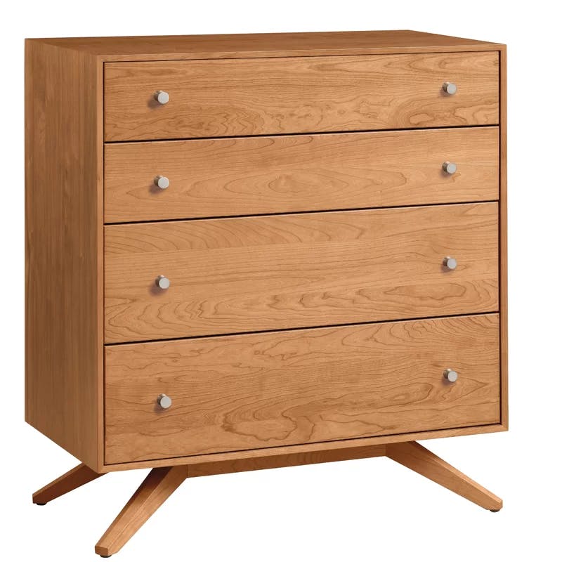 Cherrywood 4-Drawer Vertical Dresser with Silver Handles and Soft Close