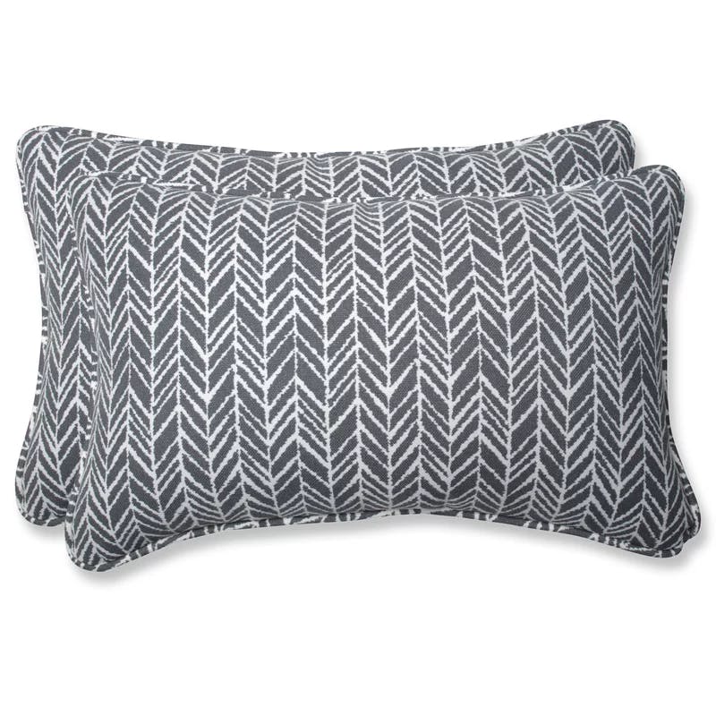 Slate Embroidered Chevron 18.5'' Outdoor Rectangular Throw Pillow Set