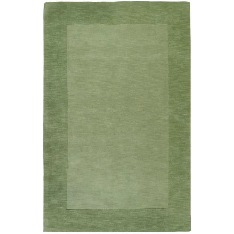 Hand-Knotted Geometric Wool Area Rug in Medium Green 2'x3'