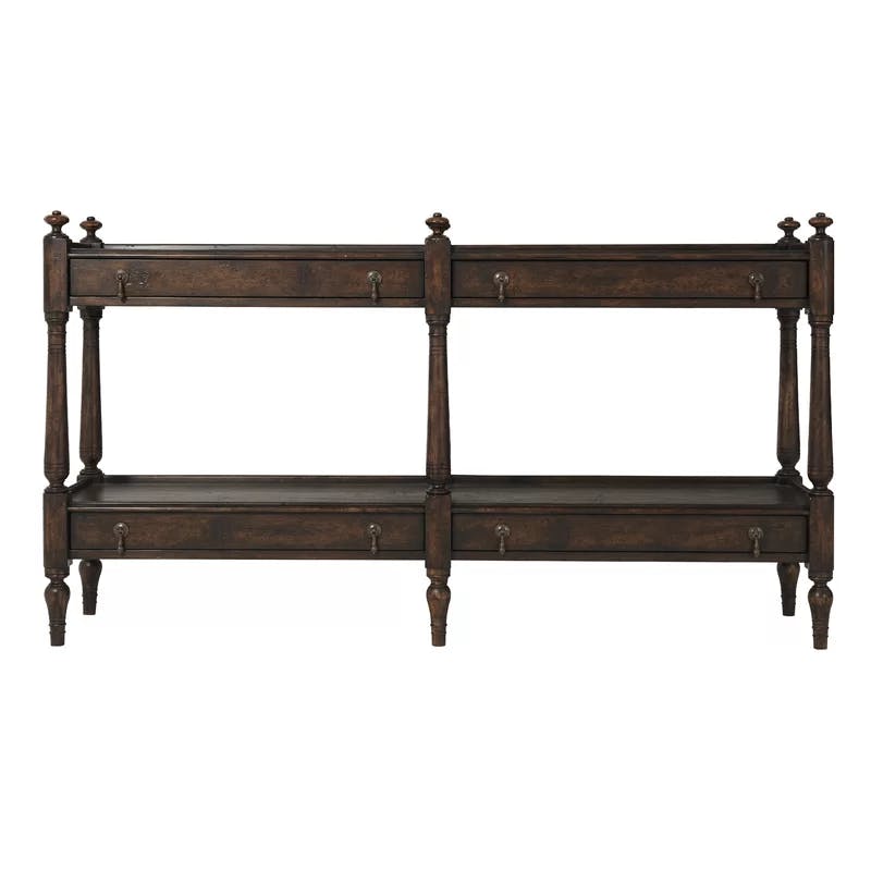 Victory Oak 64'' Six-Legged Console Table with Storage by Lord Spencer