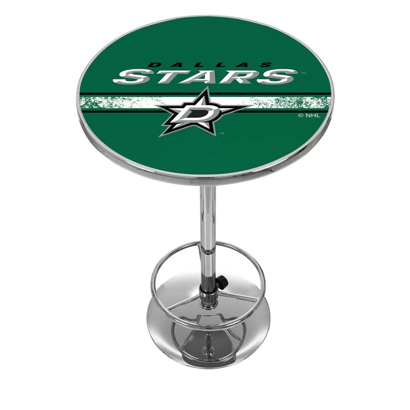 Contemporary Dallas Stars 42" Round Bar Table with Chrome Base