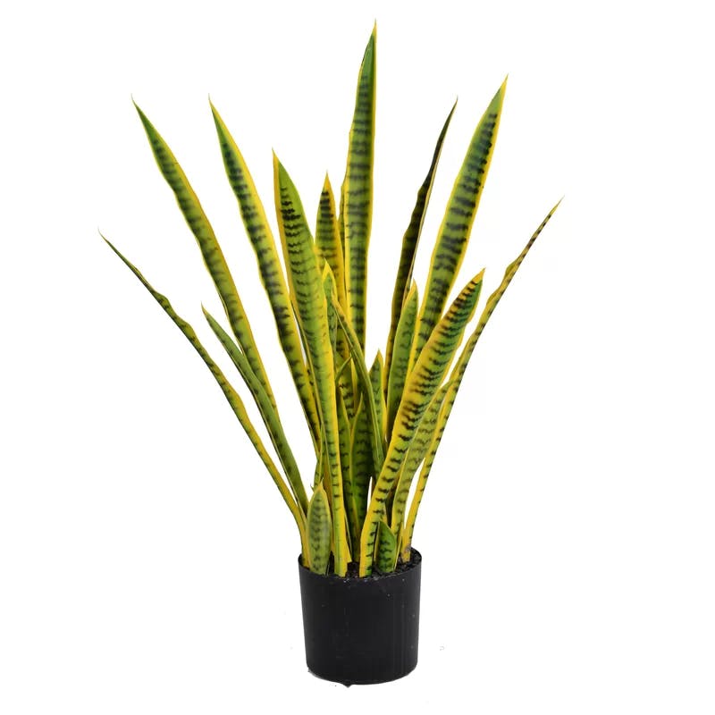 Elegant 35" Potted Plastic Topiary Sansevieria in Cylinder Pot Liner
