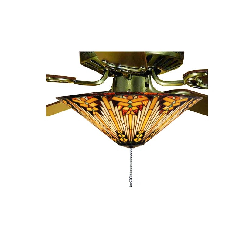 Desert Sunset 17" Beige and Sage Green Stained Glass Ceiling Fan Light Kit