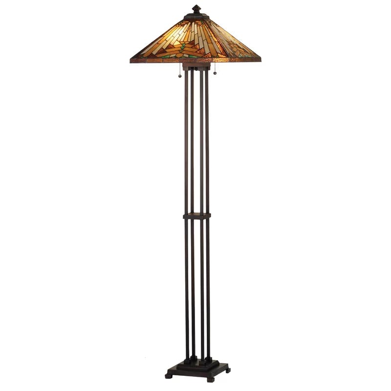 Nuevo Mission 63" Bronze Floor Lamp with Stained Glass Shade