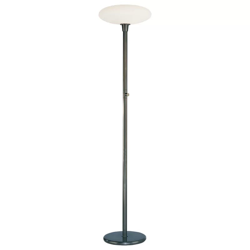 Elegant Ovo 66'' Torchiere in Deep Patina Bronze with Frosted Glass Shade