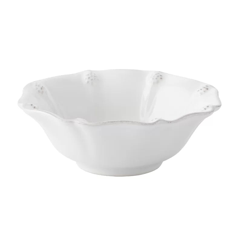 Whitewash Ceramic Berry Bowl with Scalloped Edge - 11oz