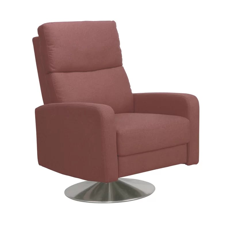 Pomegranate Swivel Recliner with Chrome Base and Solid Pine Frame