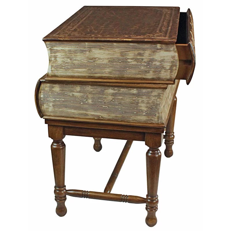 Shakespearean Faux Book Stack Wooden Side Table 24.5"