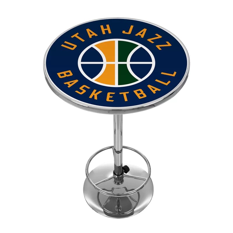Utah Jazz Official Chrome and Glass Round Bar Table