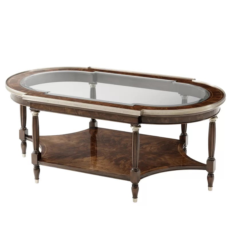Marlborough Brass-Bound Oval Coffee Table with Glass Inset
