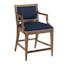 Eastbluff Aged Bronze Metal Kick Counter Stool with Blue/Brown Upholstery