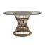Latitude 54" Round Warm Brown Wood & Glass Transitional Dining Table