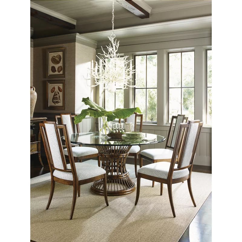 Contemporary Latitude Round Glass Extendable Dining Table, 54"-84"