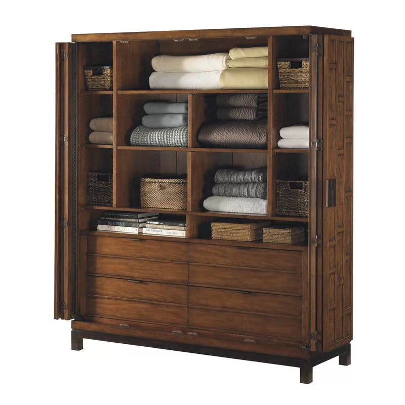 Transitional Ocean Club 65.5'' Brown Gentleman's Chest with Electrical Outlets