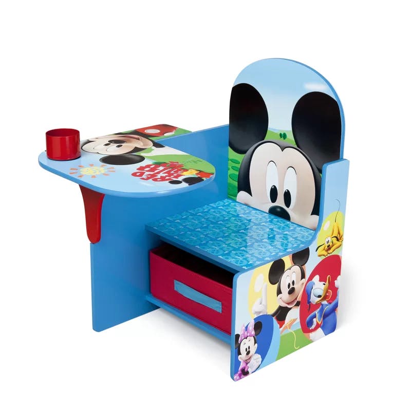 Mickey Mouse Inspired Blue Study Desk & Chair Set with Cup Holder