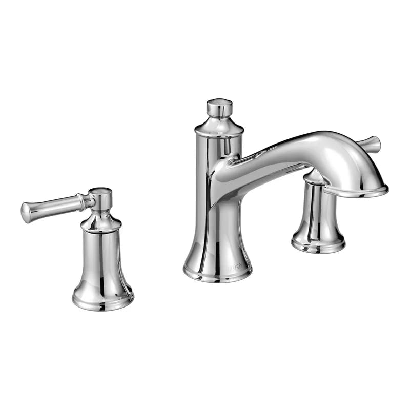 Classic Chrome Dual Handle Widespread Deck Mounted Faucet