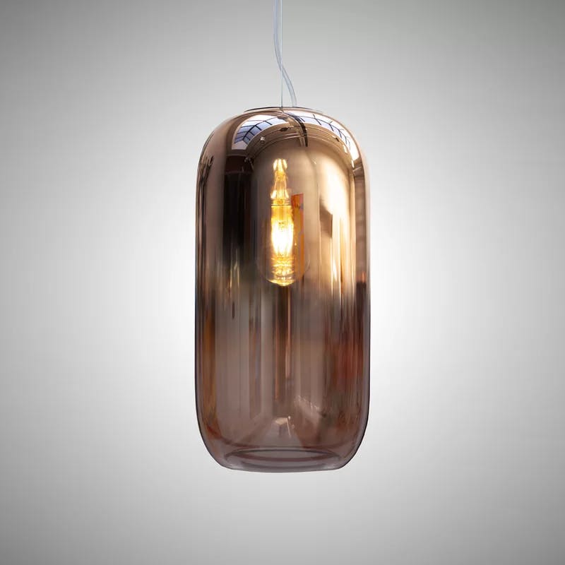 Gople Mini Copper LED Handblown Glass Pendant Light