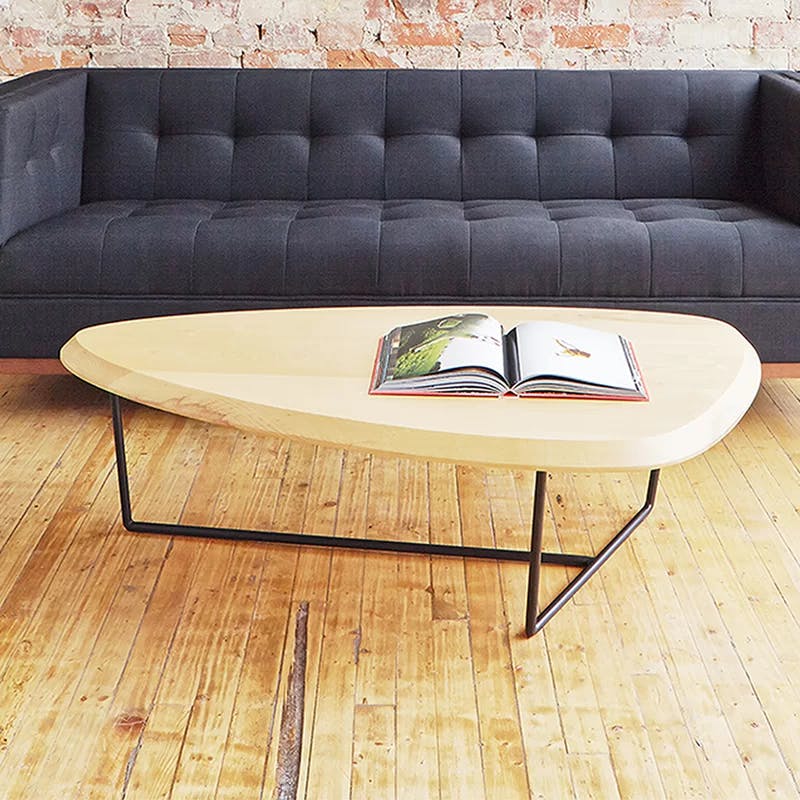 FSC-Certified Wood and Black Steel Base Coffee Table