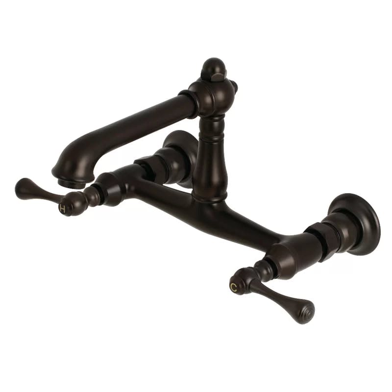 English Country Elegance Wall-Mounted Bathroom Faucet in Oil Rubbed Bronze