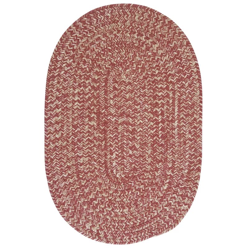 Tremont Rosewood Oval Braided 2'x4' Area Rug in Red and Beige