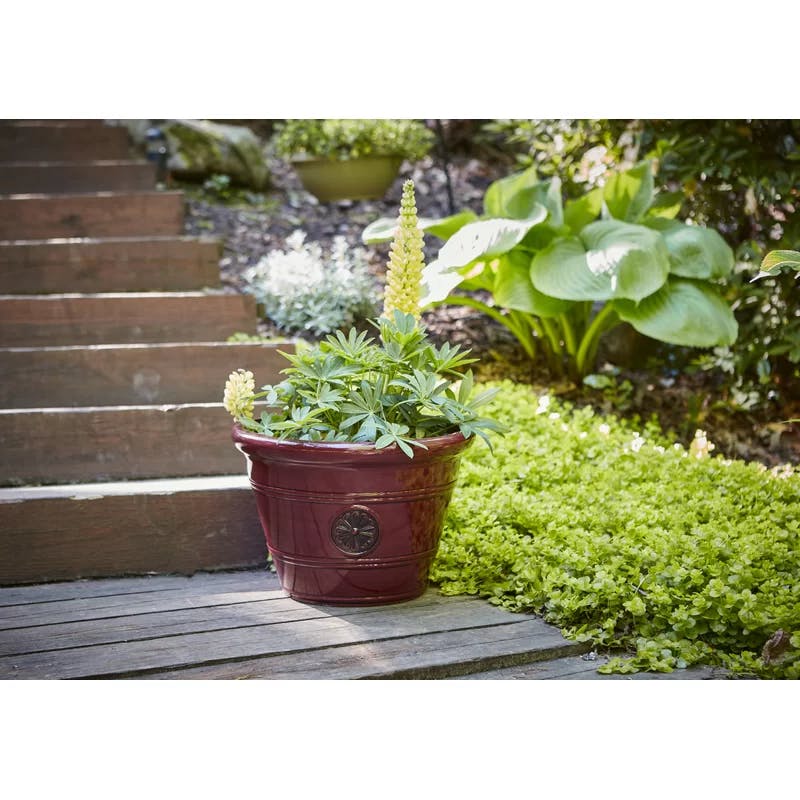 Oxblood Resin 15.25" Modesto Planter for Indoor & Outdoor