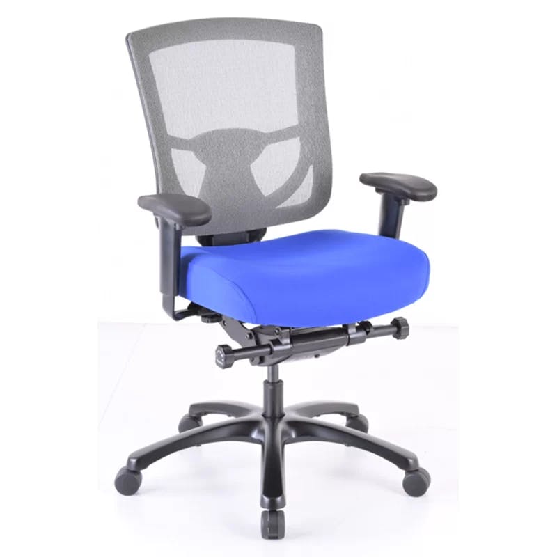 Yachting Blue Mesh and Leather Ergonomic Executive Chair