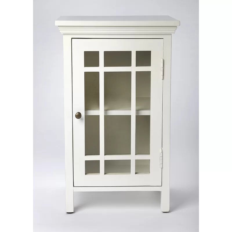 Baxter Contemporary White Chairside Chest with Gleaming Brass Accents